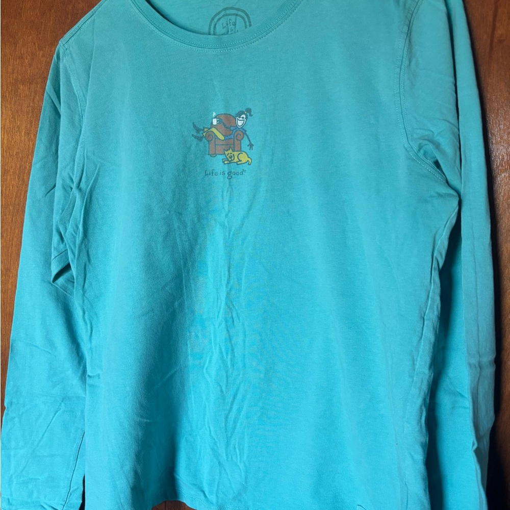 Life is Good Aqua Long Sleeve Shirt